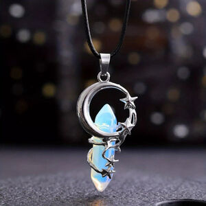 Opalite Pendant with a Silver Moon & Star Setting